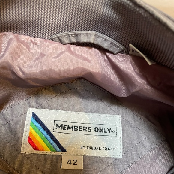 Mens Members Only Jacket Size 42 Gray Racer Lined Bomber Europe Craft - Picture 4 of 9